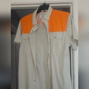 Poncho Orange and Beige Short Sleeve Shirt